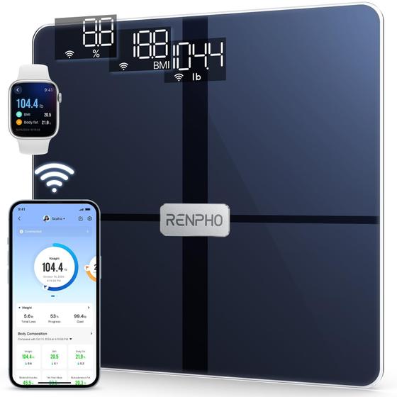 Imagem de Escala de gordura corporal RENPHO Wi-Fi Bluetooth com rastreamento de 13 métricas