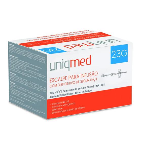Escalpe Para Infusão C/ Dispositivo de Segurança 23G UNIQMED Imagem de Escalpe Para Infusão C/ Dispositivo de Segurança 23G UNIQMED