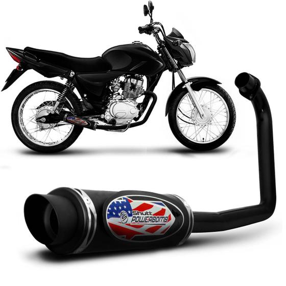 Escapamento Moto Esportivo Honda CG 125 Fan KS 13 14 15 Shutt Powerbomb Com Protetor de Perna Preto Menor preço em Escapamento Moto Esportivo Honda CG 125 Fan KS 13 14 15 Shutt Powerbomb Com Protetor de Perna Preto