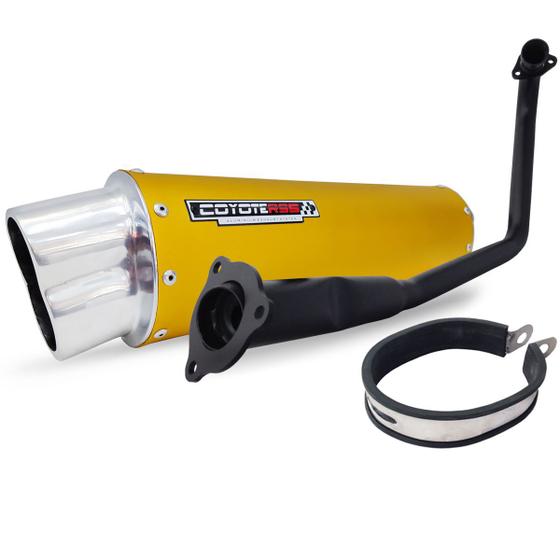 Imagem de Escape / Ponteira Coyote RS5 Boca 8 Aluminio Oval Dourado - CG 125 150 160 / Titan Fan Start - Honda