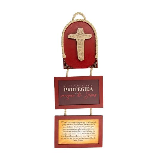 Imagem de Escapulário Adorno De Porta Minha Família está Protegida Pelo Sangue de Jesus