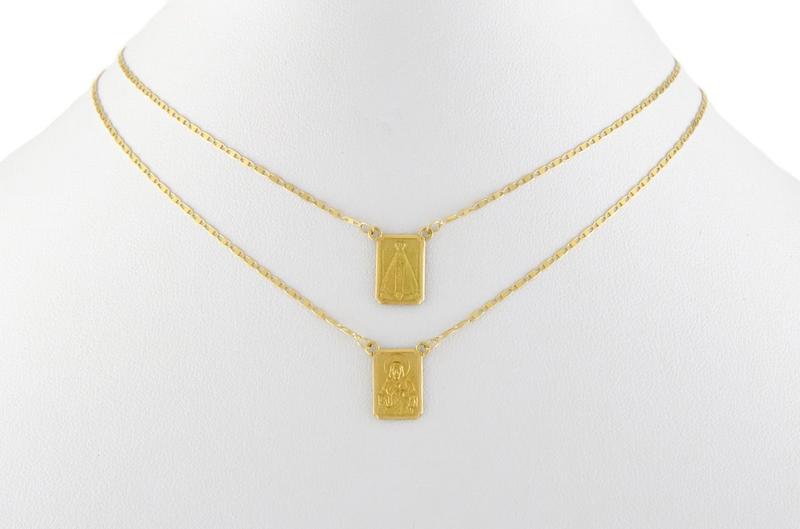 Imagem de Escapulário De Ouro Ns Aparecida 8x12 70 Cm Dupla Face 18k
