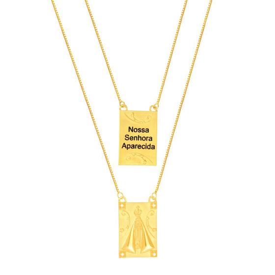 Escapulário em Ouro 18K Nossa Senhora Aparecida com Diamantes - AU5423 Menor preço em Escapulário em Ouro 18K Nossa Senhora Aparecida com Diamantes - AU5423