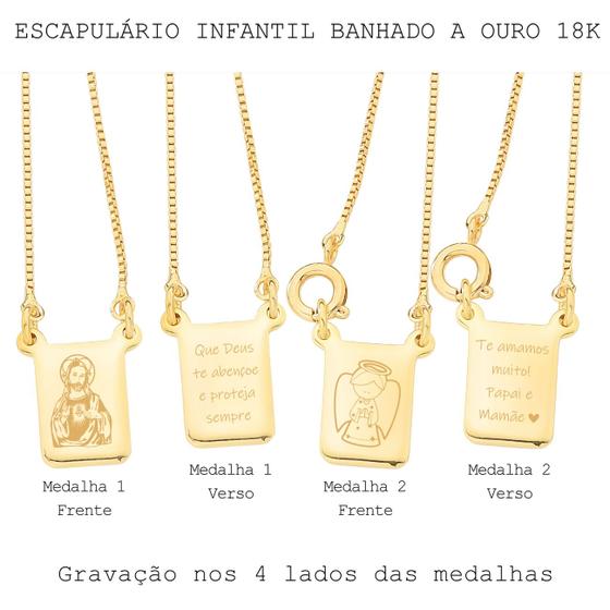 Imagem de Escapulário infantil com amor banhado a ouro 18k