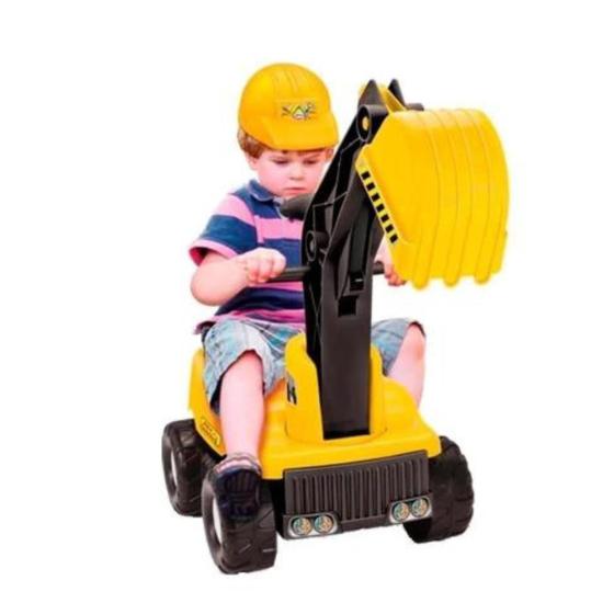 Imagem de Escavadeira Max Com Capacete Brinquedo Infantil Suporta Até 30kg Articulado Gigante Tilin Brinquedos