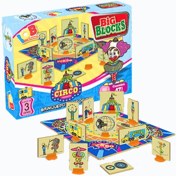 Imagem de ESCOLHA O SEU! Jogo Big Blocks Fazendinha, Aeroporto, Zoologico, Circo, Fábrica Jogo Educativo