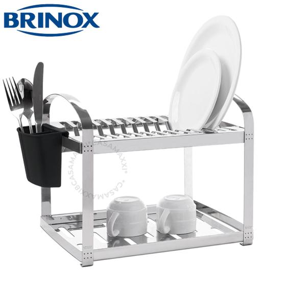 Imagem de Escorredor 12 Pratos Com Escorredor De Talheres Plástico Suprema, 41,5 X 27 X 28,5 Cm, Aço Inox, Brinox