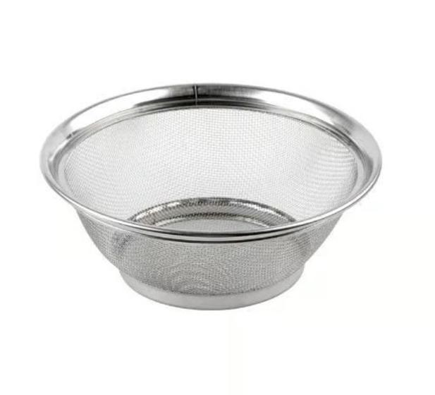 Imagem de Escorredor de Alimentos 25cm em Aço Inox Cromado - Cesto Casa em Cozinha - Multiuso cesta de Arroz Macarrão - PANAMI