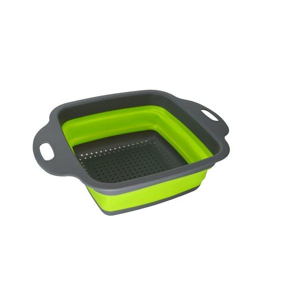 Imagem de Escorredor de Alimentos Silicone Retrátil Quadrado - 29 cm - Verde