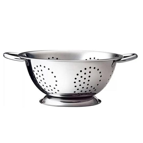 Imagem de Escorredor de Arroz Frutas Macarrão Legumes Redondo De Inox Alta Qualidade 24Cm