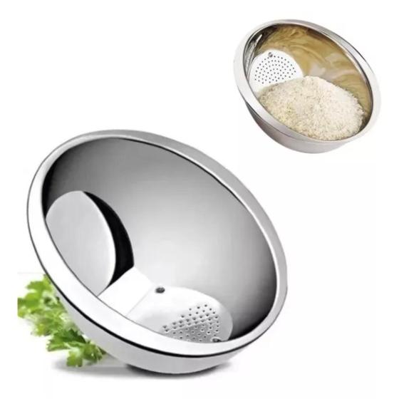 Imagem de Escorredor de Arroz Lavador Aço Inox 25cm Brilhoso