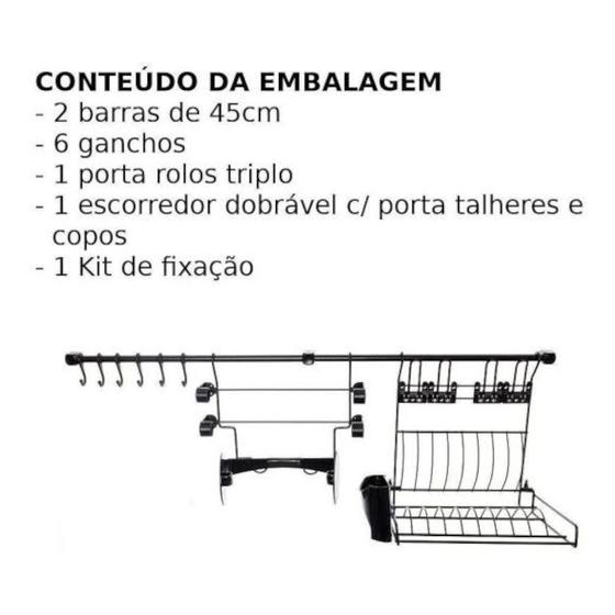 Imagem de Escorredor de Cozinha Para Louças de Parede - KIT C