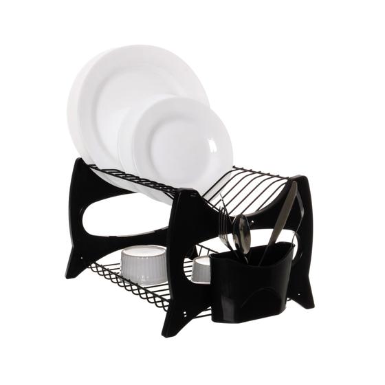 Imagem de Escorredor de louça Aramado Future para 13 pratos com porta talher Preto com Preto