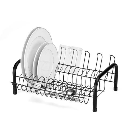 Escorredor De Louças com Porta Copo e Talheres Pratik Black 2544 - Arthi Menor preço em Escorredor De Louças com Porta Copo e Talheres Pratik Black 2544 - Arthi