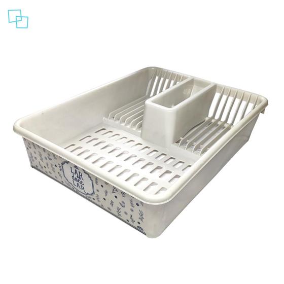 Imagem de Escorredor de Louças Grande de Plástico Resistente Decorado Lar Doce Lar Organizador de Pia Cozinha Plasútil