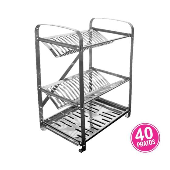 Escorredor De Louças Inox 40 Pratos Stampinox Menor preço em Escorredor De Louças Inox 40 Pratos Stampinox