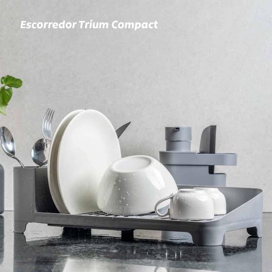 Escorredor De Louças Pia Cozinha Pratos Talheres Copos Trium Compact Chumbo EL 505 OU Menor preço em Escorredor De Louças Pia Cozinha Pratos Talheres Copos Trium Compact Chumbo EL 505 OU