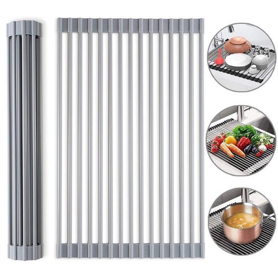 Escorredor de Pia Dobrável Portátil Aço Inox 47x29cm Menor preço em Escorredor de Pia Dobrável Portátil Aço Inox 47x29cm