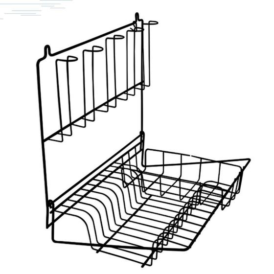 Imagem de Escorredor de Pratos de Parede Suspenso Dobrável 10 Pratos - Preto