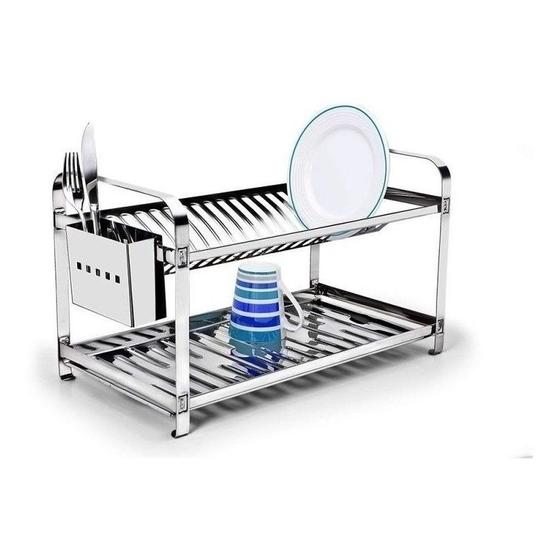 Escorredor Em Aço Inox 20 Pratos Com Porta Talheres Inox Luxo Menor preço em Escorredor Em Aço Inox 20 Pratos Com Porta Talheres Inox Luxo