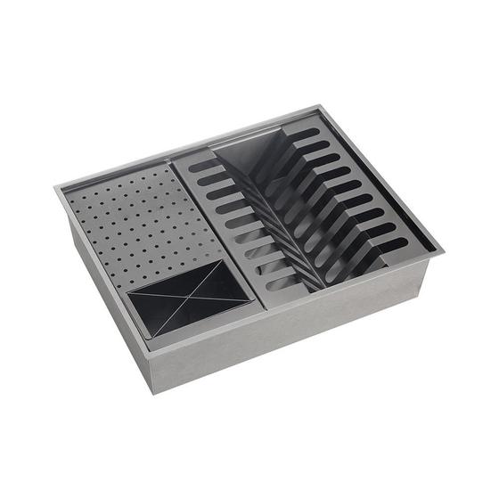 Imagem de Escorredor Embutido Para Cozinha Gourmet Aço Inox 304 Baniwa 50x40 cm Pingoo.casa - Preto