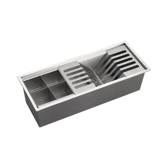 Imagem de Escorredor Embutido Para Cozinha Gourmet Aço Inox 304 Waiana 45x18 cm Pingoo.casa - Prata