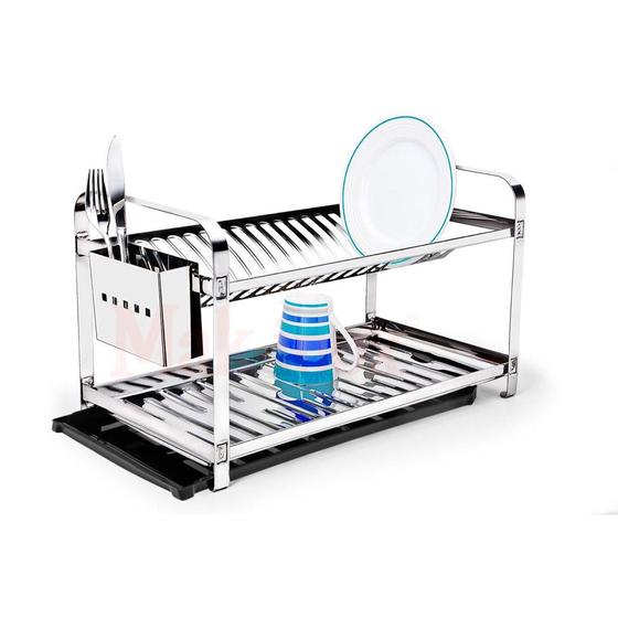 Escorredor Inox 20 Pratos Montado - Porta Talher Inox Com Bandeja Menor preço em Escorredor Inox 20 Pratos Montado - Porta Talher Inox Com Bandeja