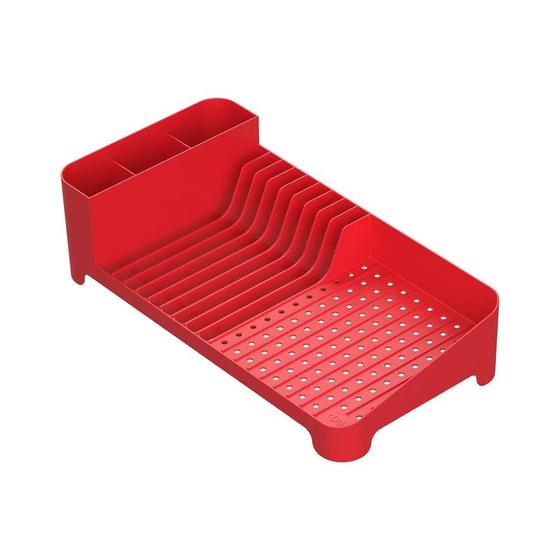 Imagem de Escorredor Louça Cozinha Prato Copo Talher Compact Vermelho