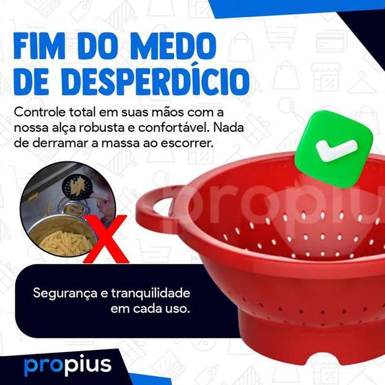 Imagem de Escorredor Massa Alça Vermelho Silicone Coador Espaguete