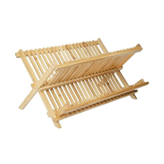 Imagem de Escorredor Para Pratos e Copos Dobravel Bambu Resistente