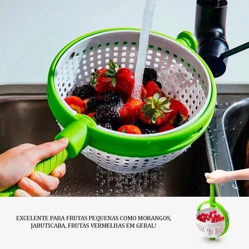 Imagem de Escorredor Secador Giratório Lava Seca Saladas Frutas e Verduras