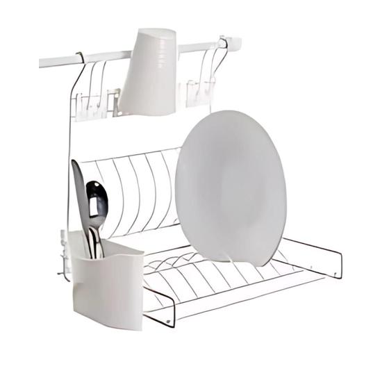 Escorredor Suspenso Metaltru Master 90cm — detalhe do escorredor e porta-condimentos