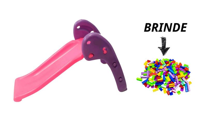 Imagem de Escorregador Baby 2 Degraus Para Meninas Na cor Rosa Com glitter e Escadinha Roxa-Escorregador Pequeno Para Os Primeiros