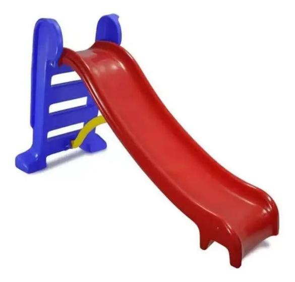 Imagem de Escorregador Infantil Médio com 3 degraus Rampa Vermelha e Escada Azul