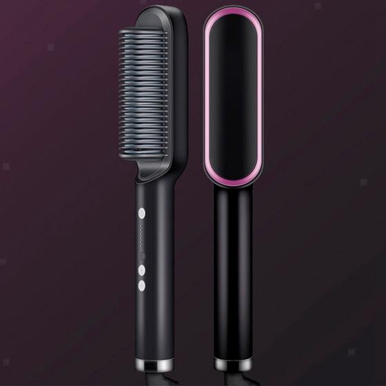 Imagem de Escova 3 em 1 Chapinha Com Pente Modela Cabelo 110/220v Bivolt