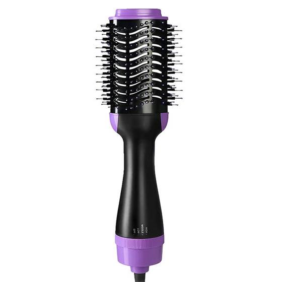 Imagem de Escova 3 em 1 Roxa Secadora e Modeladora com Design Ergonômico para Todos os Tipos de Cabelo