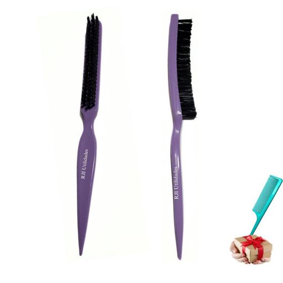 Imagem de Escova 3 Fileiras Cerdas Firmes PBT Ponta Fina para Alinhamento, Mechas, uso com pomadas e cremes