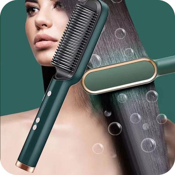Imagem de Escova Alisadora 5 em 1 Alisa, Escova, Modela, Seca, Anti-Frizz - Profissional Cerâmica Bivolt