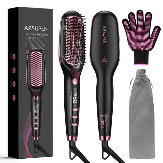 Imagem de Escova Alisadora de Cabelo Arsupen - Com Anti-Escaldadura e Desligamento Automático