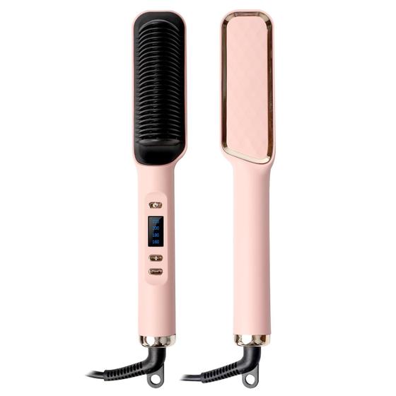 Imagem de Escova Alisadora de Cabelo B.ZSSY Ion com Display LCD - Rosa