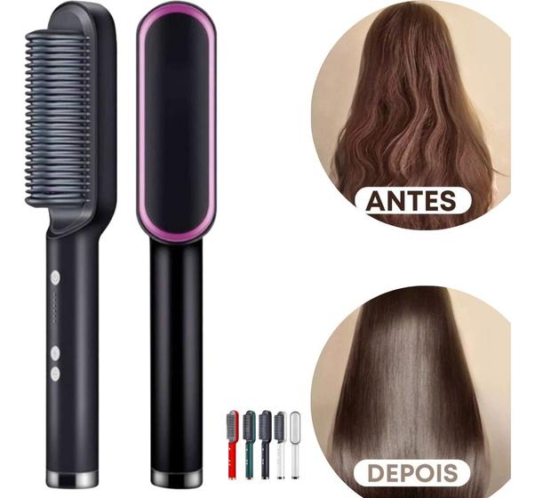 Imagem de Escova Alisadora De Cabelo Pente Cerâmica Profissional Hair Cor Preto 110V/220V