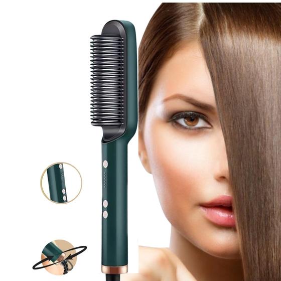 Imagem de Escova Alisadora de Cabelo Secadora 5 em 1 Bivolt Tecnologia Iônica Temperatura Ajustável Cerdas de Cerâmica