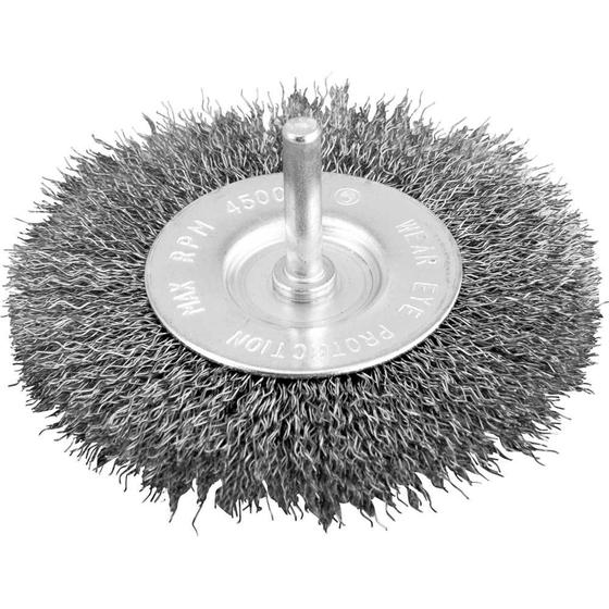 Imagem de Escova circular 4" cerdas em aço inox 4.500/min com haste 1/4" VONDER