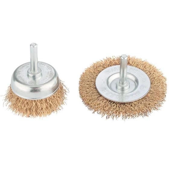 Imagem de Escova de Aço Kit 2 Peças Circular 100mm e 75mm com Haste MTX
