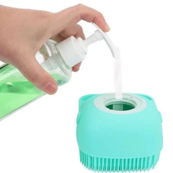 Imagem de Escova de Banho Massageadora Cerdas de silicone e Dispenser Para Sabonete líquido e Shampoo 738