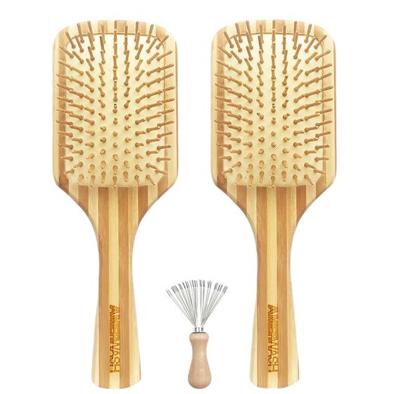 Imagem de Escova de Cabelo AMERWASH PLUS - 2 Unidades com Cerdas de Bambu