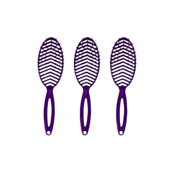 Imagem de Escova De Cabelo Darma Flex Oval Roxa - Kit Com 3Un