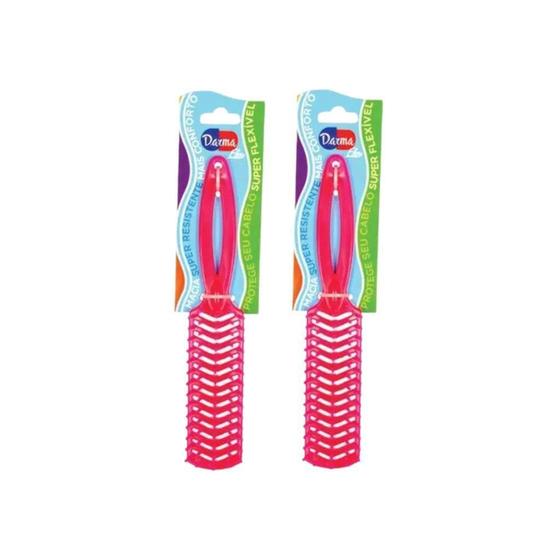 Imagem de Escova De Cabelo Darma Flex Reta 345 Pink - Kit Com 2Un