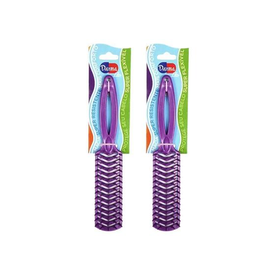 Imagem de Escova De Cabelo Darma Flex Reta 347 Roxa - Kit Com 2Un