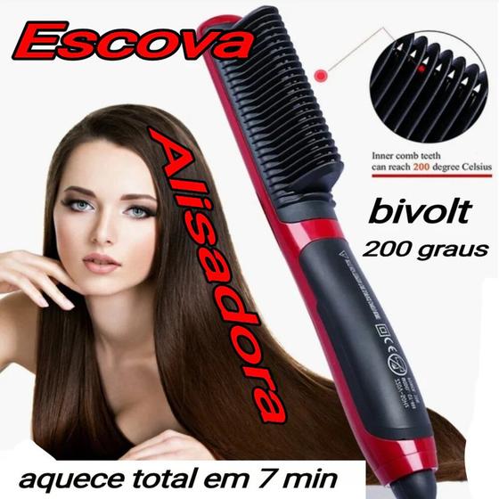 Imagem de Escova de Cabelo Elétrica Seca, Alisa e Modela, Chapinha, Pente Quente